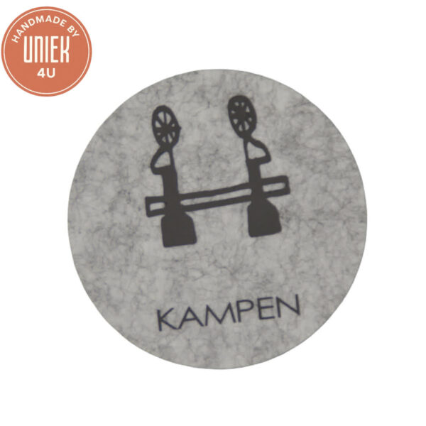 Ronde grijze onderzetter Brug van Kampen van gerecycled vilt – Duurzaam en stijlvol