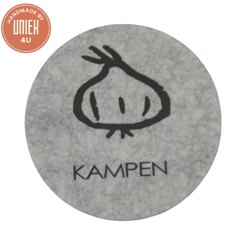 Grijze ronde onderzetter Kamper Ui van gerecycled vilt – Duurzaam en stijlvol