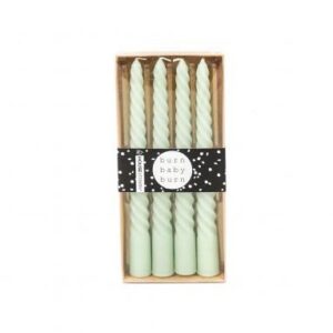 Set van 4 Gedraaide Kaarsen Mint Groen