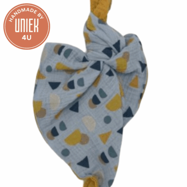 Knuffeldoekje - Blauw, Geel met Vormpjes