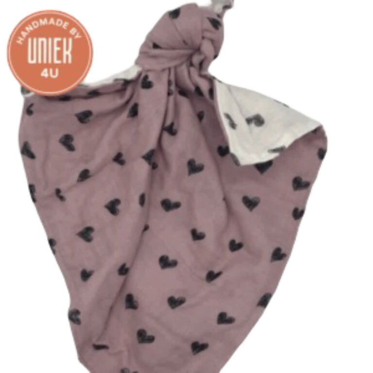 Knuffeldoekje roze met witte hartjes, zacht en comfortabel, 40x40 cm