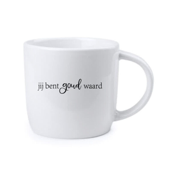 Prospect Mok “Jij Bent Goud Waard” – stijlvol porselein, perfect cadeau voor koffie of thee