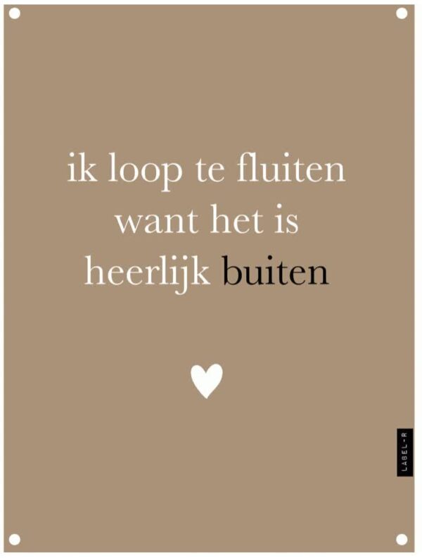 Tuinposter Buiten fluiten 80x60 cm met metalen ringen voor binnen en buiten