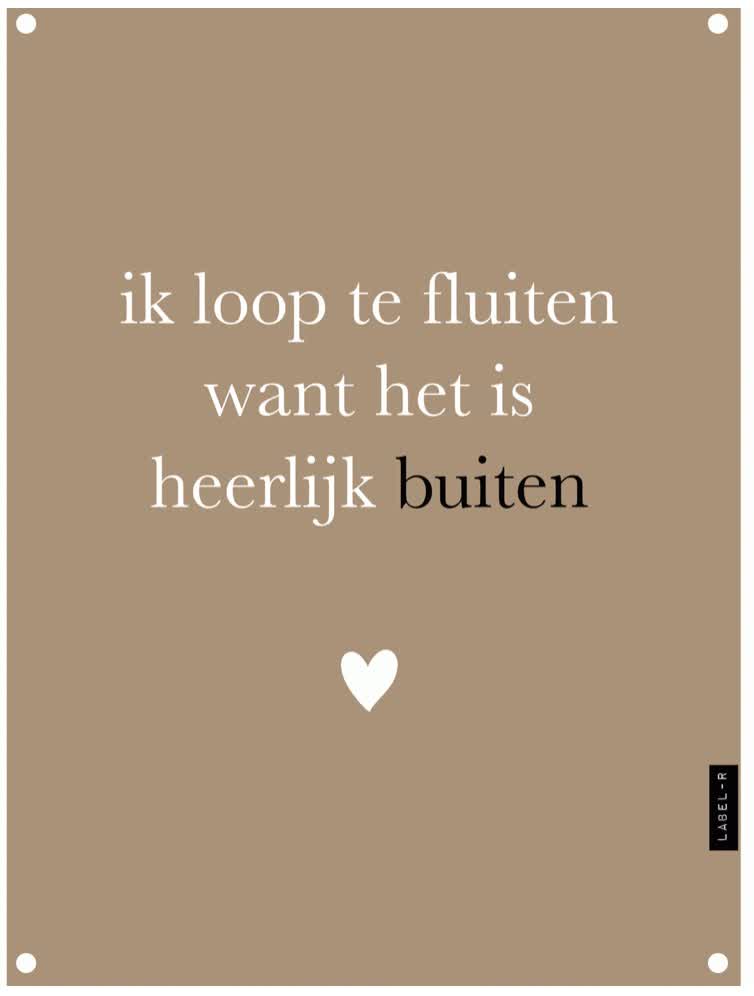 Tuinposter Buiten fluiten 80x60 cm met metalen ringen voor binnen en buiten