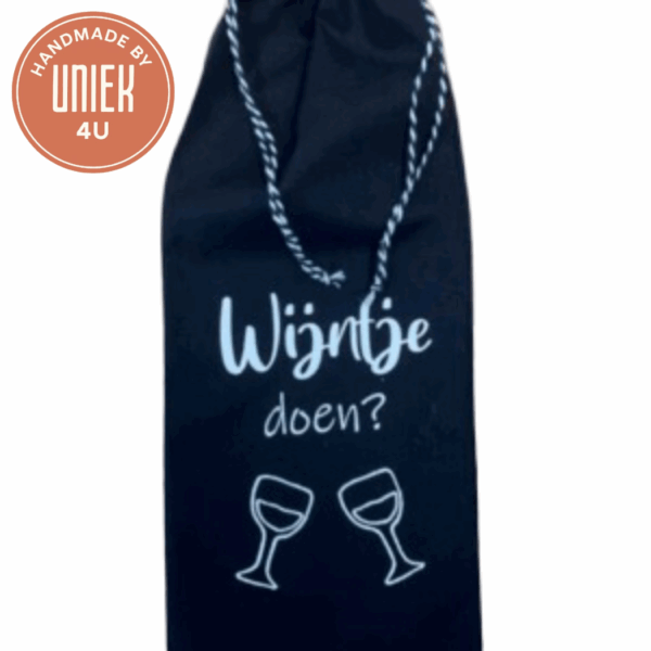 Wijnzakje - Wijntje doen? - Zwart met Wit