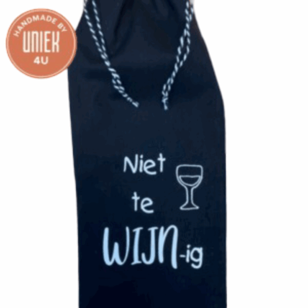 Wijnzakje - Niet te wijn-ig - Zwart met Wit