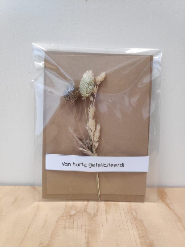 Van Harte Gefeliciteerd/Hiep Hiep Hoera Kaart met Droogbloemen - Afbeelding 2