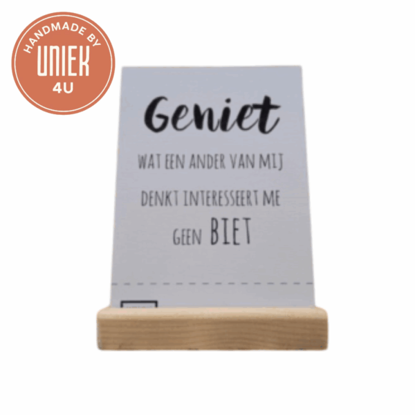 Uniek - Handgemaakte kaart - Geniet, wat een ander van mij denkt interesseert me geen biet