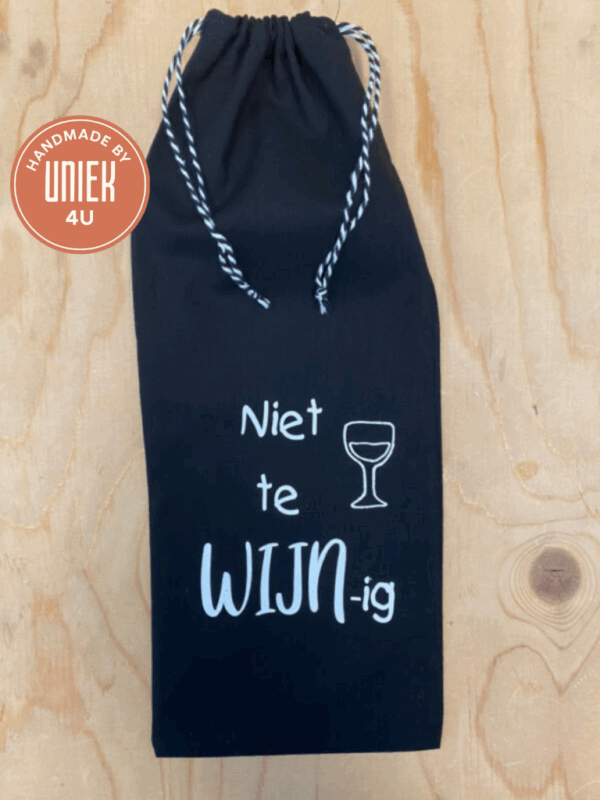 Wijnzakje - Niet te wijn-ig ( Zwart met Wit )