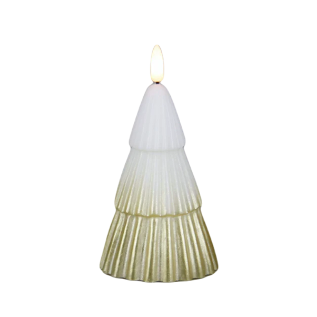 Juno kaarsen - LED kaars kerstboom klein - Goudkleurig/wit