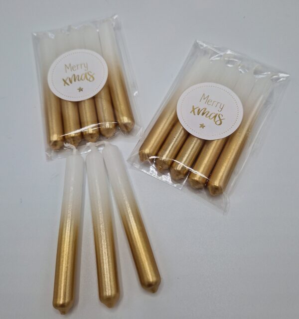 Potloodkaarsje ( Goud met Wit )