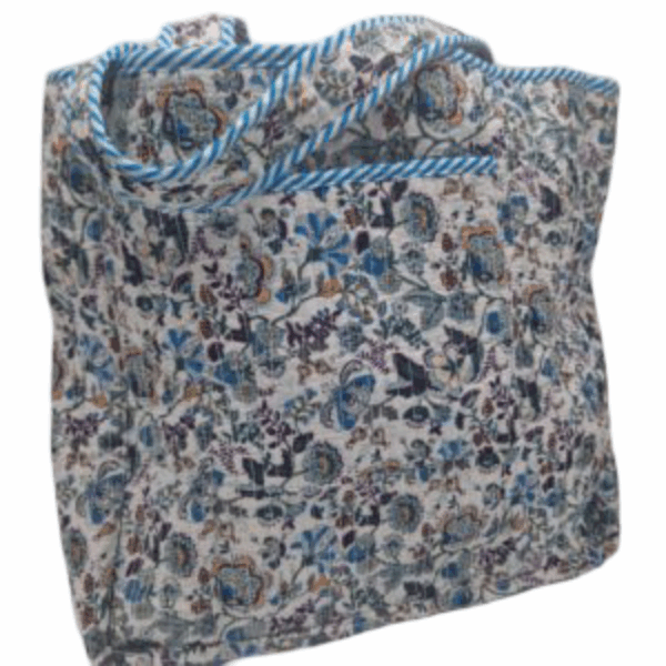 Shopper - Schoudertas - Blauw met Wit - Figuurtjes