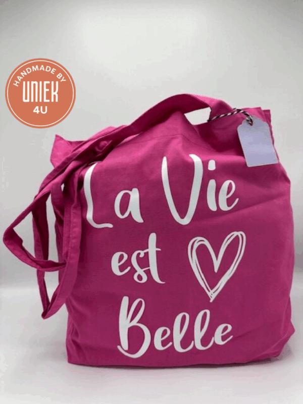 Handgemaakte Tas - La Vie est hartje Belle