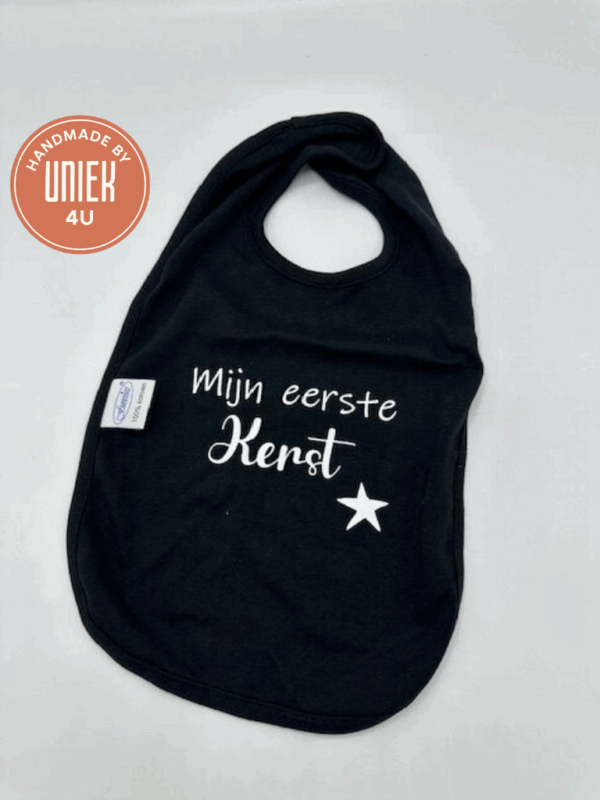Handgemaakte Slabbetje - Mijn eerste kerst - Zwart
