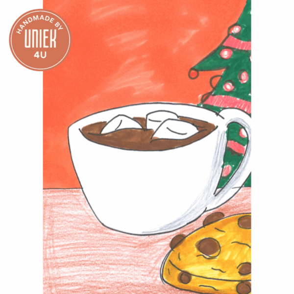 Handgemaakte kerstkaart - Kopje Koffie