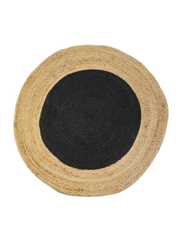 Jute Vloerkleed Rond Naturel-Zwart