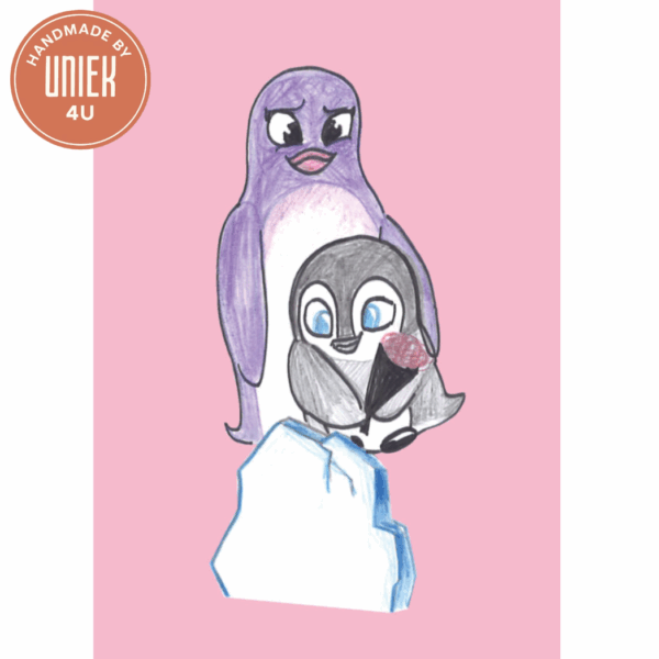 Handgemaakte kaart - Pinguïns