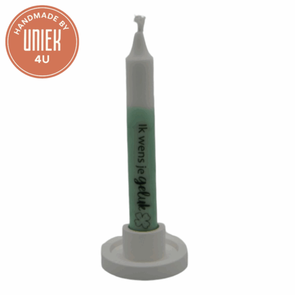 Kaars - Ik wens je geluk - Groen wit