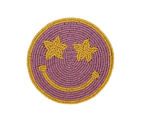 All the luck in the world - Onderzetter Lila Smiley Gele Ogen