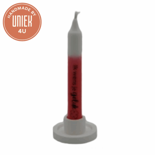 Kaars - Ik wens je geluk - Rood wit