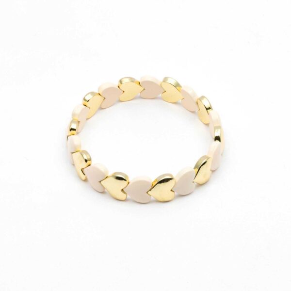 WAUW - Armband - Hartjes - Goud en Beige