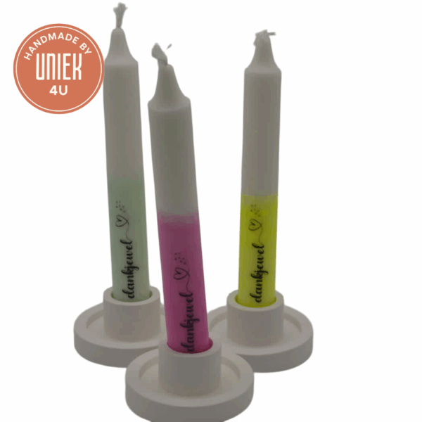 Kaarsen - Dankjewel - Roze, Mint en Geel