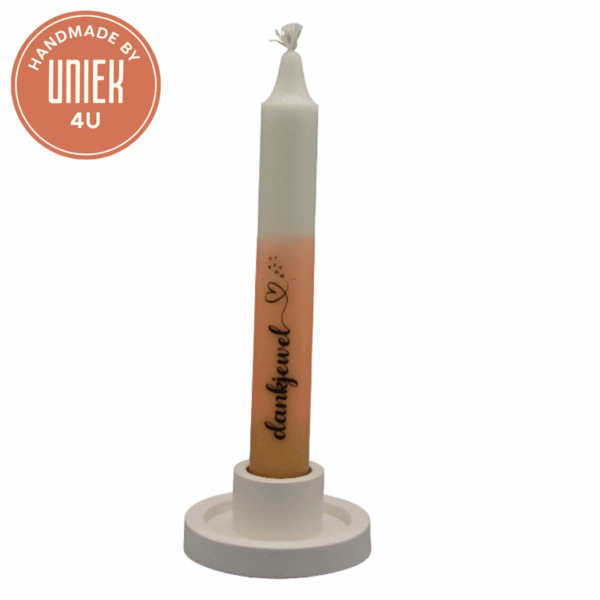 Uniek - kaars - dankjewel - beige en oranje