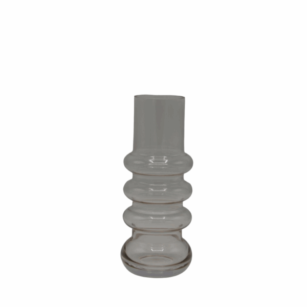Dijk glazen vaasje, rond transparant glas 18 x 6,5 cm met takjes, sfeervol op tafel geplaatst