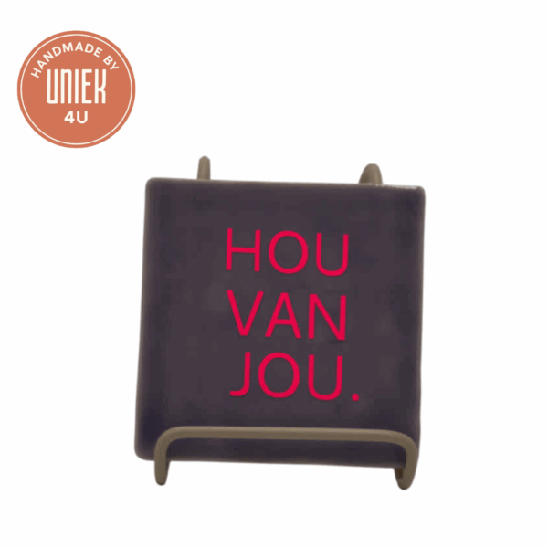 Uniek - tegeltje - Hou van jou - paars