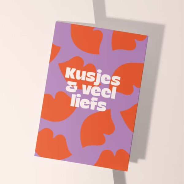 Heyday - A6 kaart - Kusjes & veel liefs - paars met rood