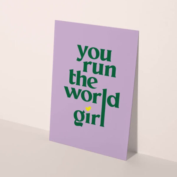 Heyday - A6 kaart - You run the world girl - paars