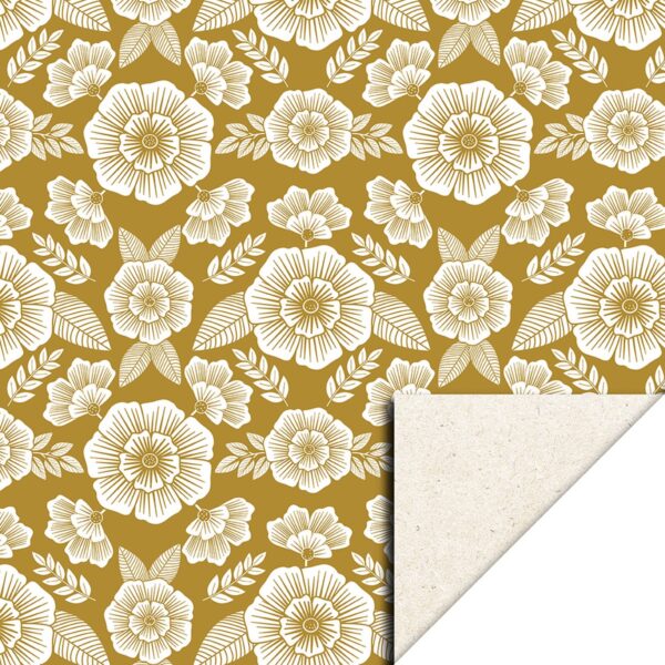 Hop - Inpakpapier - Flowers Rerto Yellow