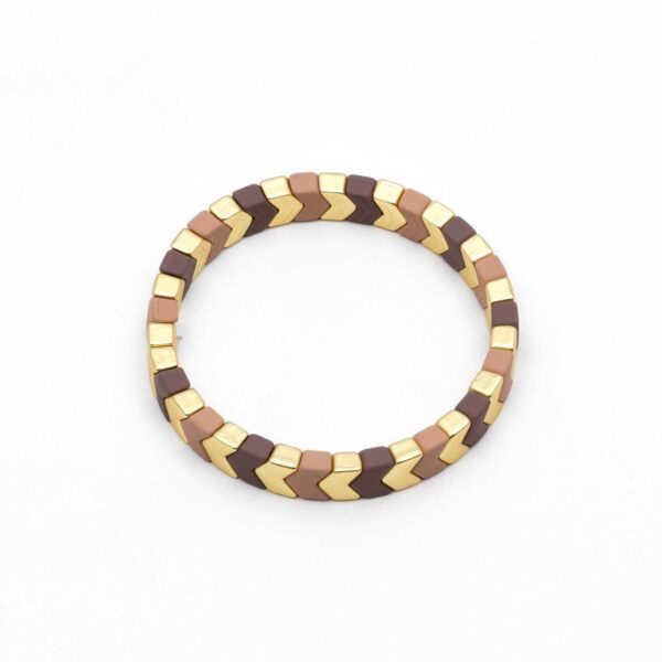 Wauw - Armband - Goud en bruine schakels