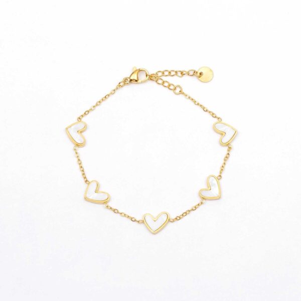 Wauw - Armband - Goud-witte Hartjes