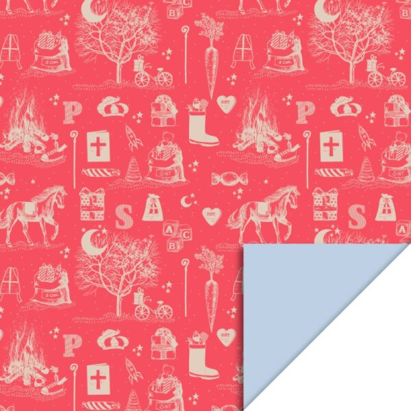 House of Products (HOP) - inpakpapier Sint Village Red - rood/lichtbruin