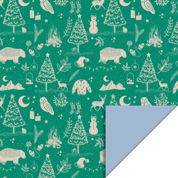 House of Products (HOP) - inpakpapier X-mas vintage forest - groen en bruin