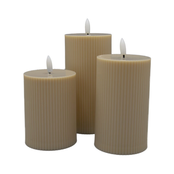Juno kaarsen - Stompkaars ribbel LED - Small/Medium/Large