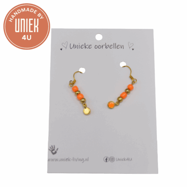 Uniek Sieraden - Unieke Oorbellen - Oranje met Goud