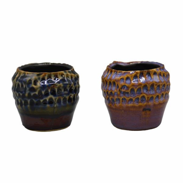 Dijk - Bloempot bolletjes - Blauw en bruin / Paars en bruin
