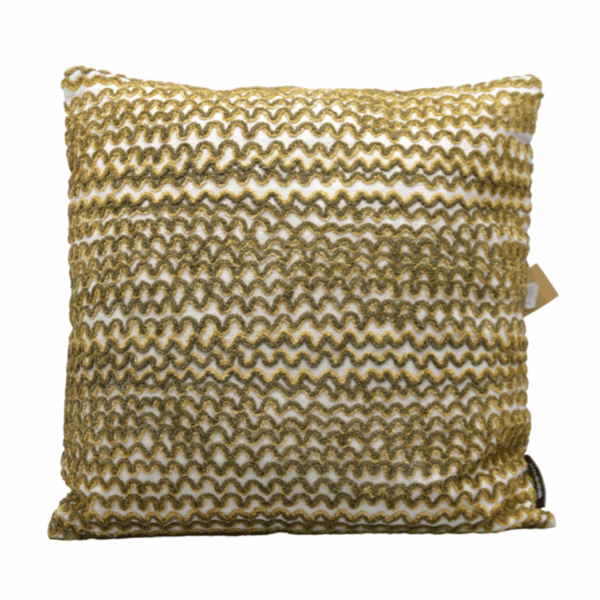 WOOOD - Kussen - Golfjes - Beige, Groen & Goud
