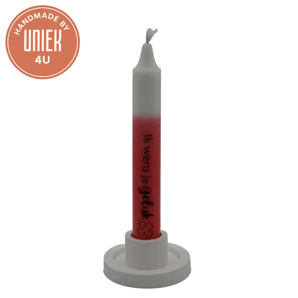 Uniek - kaars - Ik wens je geluk - roze