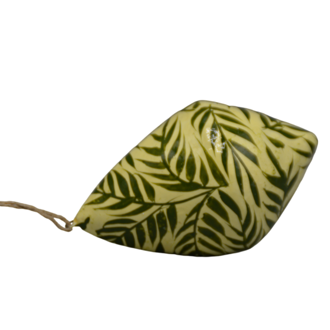 Dijk - kerstbal met blaadjesversiering - geel/groen