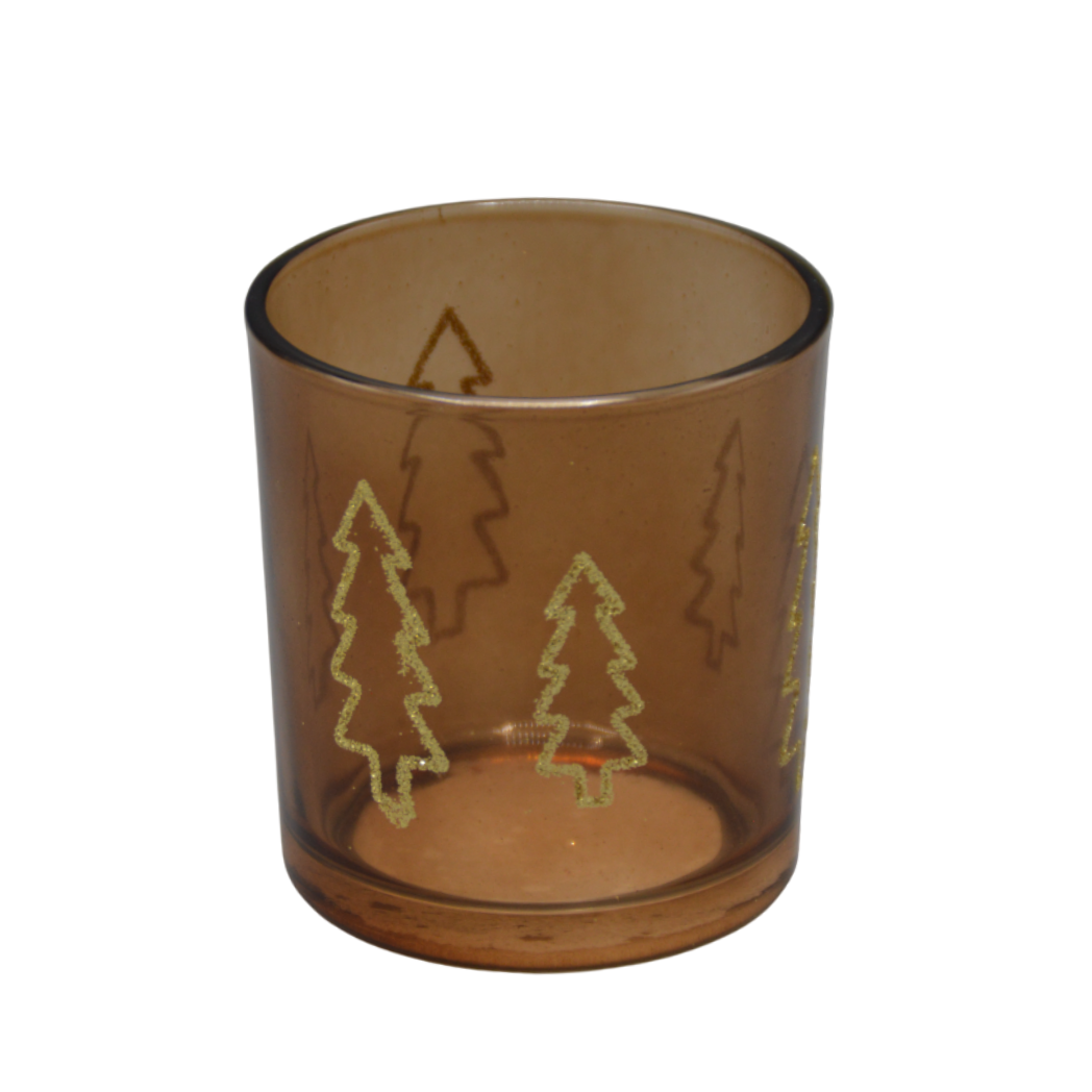 DIJK - Theelichthouder met kerstboom - Bruin