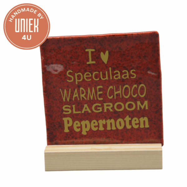 Uniek - Tegel - I ❤️ speculaas, warme choco, slagroom & pepernoten