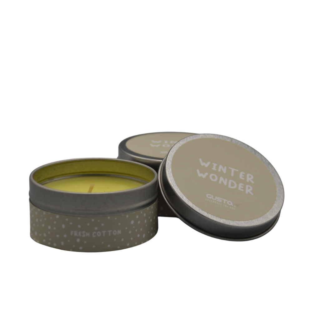 Gusta - geurkaars (Fresh cotton) in blikje - Winter Wonder