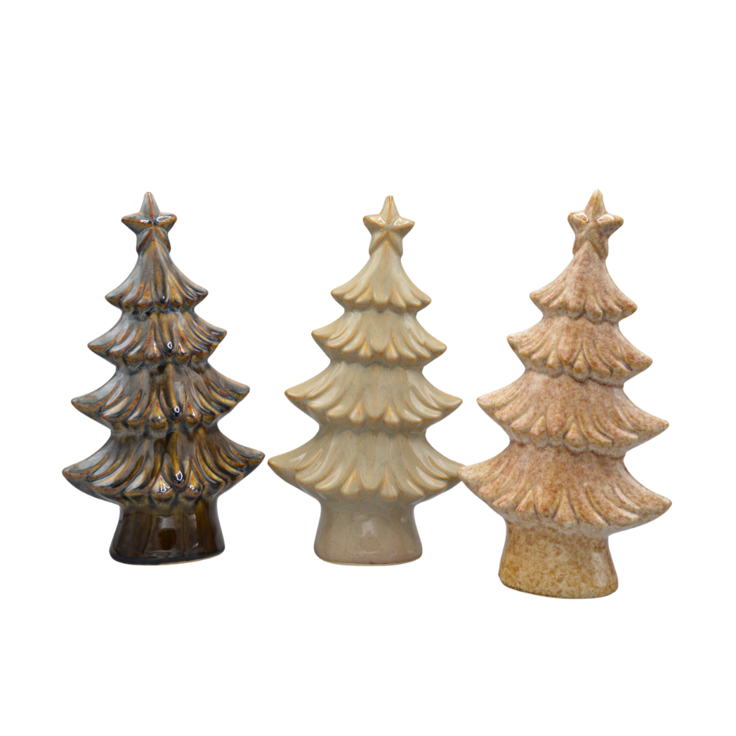 DIJK - Kerstboom keramiek - Grijs/Bruin/Roze