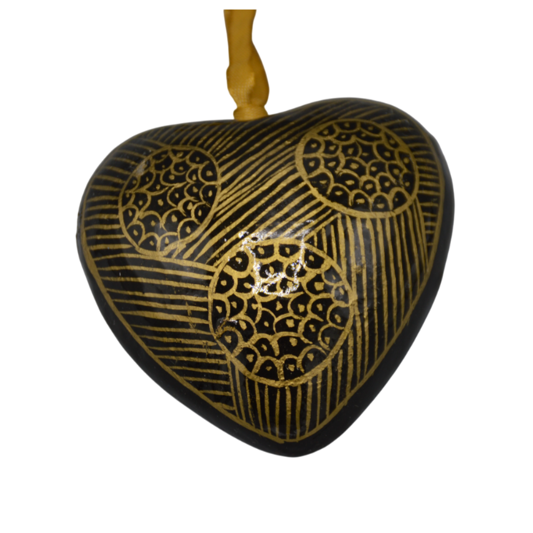 Dijk - Kerstballen - Hart - Zwart-Goud