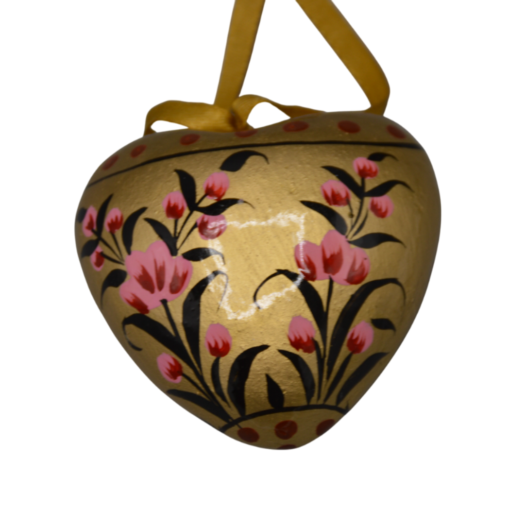 Dijk - kerstbal met bloemdecoratie - goud/roze/zwart