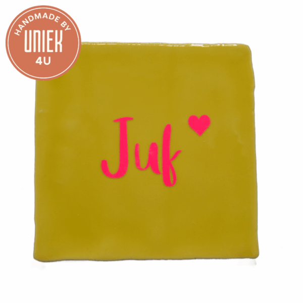 Uniek - Tegel - Juf - Geel