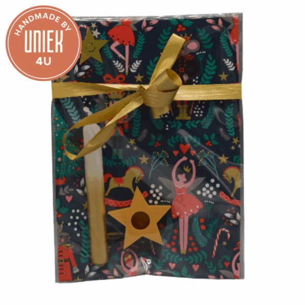 Uniek - Kaarshouder Ster - Kaarsje Kerst - Goud/Geel